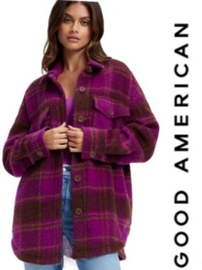 Good American Pop Thistle Large Plaid Shacket